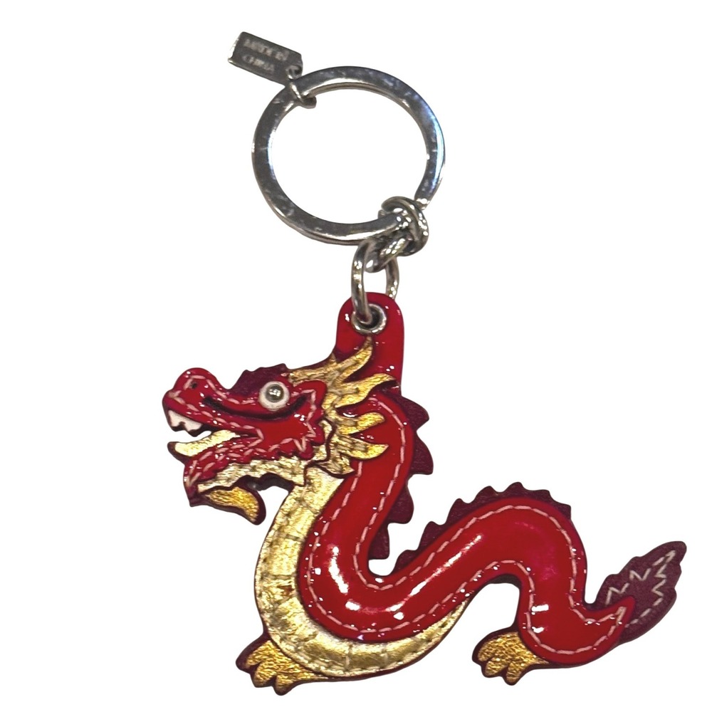 Coach Red Gold Leather Key Fob Year Of The Dragon New Year 2012 Zhang Lan RARE - Picture 2 of 10